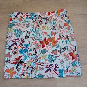 Talbots Multicolor Lush Floral Above Knee A-Line Stretch Canvas Skirt Size 10